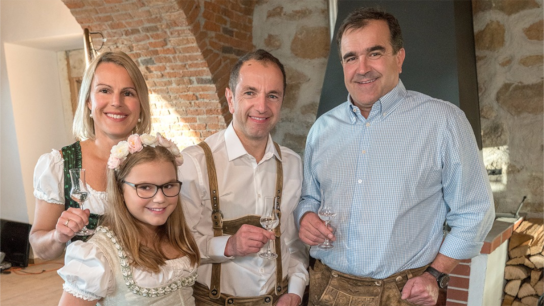 Birgit, Christian, Pepp und Nina Hawel