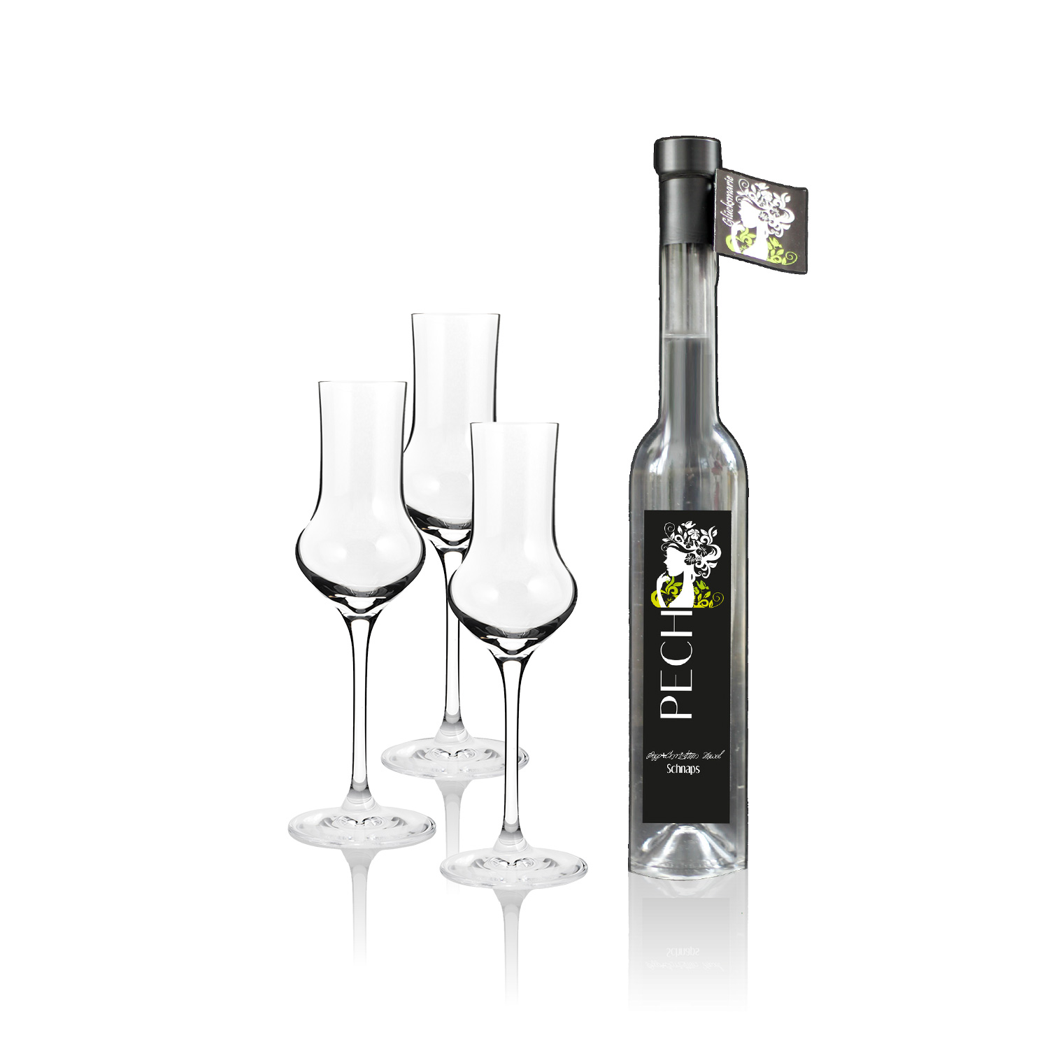 PECH Schnapsflasche mit Gläser